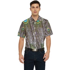 Peacock Bird Feathers Plumage Peacock Men s Short Sleeve Pocket Shirt  by Perong