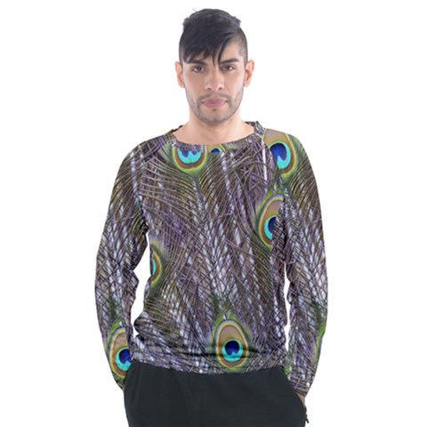 Peacock Bird Feathers Plumage Peacock Men s Long Sleeve Raglan T-shirt by Perong