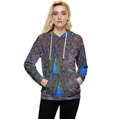 Bird Peacock Feathers Women s Lightweight Drawstring Hoodie by Perong