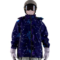 Realistic Night Sky Poster With Constellations Women s Zip Ski And Snowboard Waterproof Breathable Jacket by Ket1n9