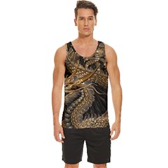 Fantasy Dragon Pentagram Men s Wide Collar Tank Top by Maspions