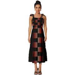 Geometric Pulse Print Design Tie-strap Tiered Midi Chiffon Dress by dflcprintsclothing