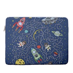 Cat Space Astronaut Rocket Maze 15  Vertical Laptop Sleeve Case With Pocket