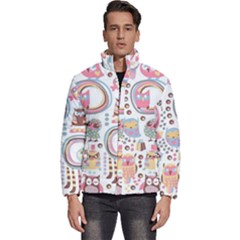 Cute Owl Bird Animal Pattern Men s Puffer Bubble Jacket Coat by Perong