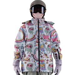 Cute Owl Bird Animal Pattern Women s Zip Ski And Snowboard Waterproof Breathable Jacket by Perong