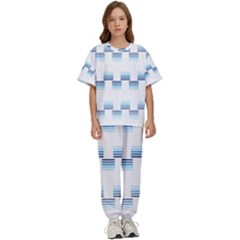 Geometric Pulse Print Design Kids  T-shirt And Pants Sports Set by dflcprintsclothing