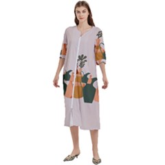 Drawing Botanical Women s Cotton 3/4 Sleeve Nightgown by Perong