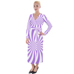 Spiral Vortex Rays Lavender Swirl Purple Velvet Maxi Wrap Dress by Salmanaz77