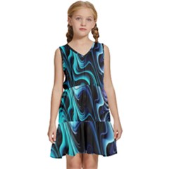 Nature Water Wave Architecture Kids  Sleeveless Tiered Mini Dress by Salmanaz77