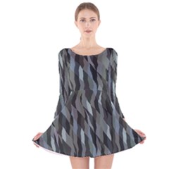 Intricate Camo Print Design Bk Long Sleeve Velvet Skater Dress by dflcprintsclothing