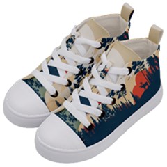 Summer Lake Forest Sunset Deer Water Kids  Mid-top Canvas Sneakers by Grandong