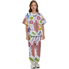 Summer Flowers Spring Background Kids  T-shirt And Pants Sports Set by Grandong