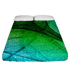 3d Leaves Texture Sheet Blue Green Fitted Sheet (king Size) by Cemarart