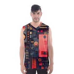 Tech Technology Pattern Men s Basketball Tank Top by Salmanaz77