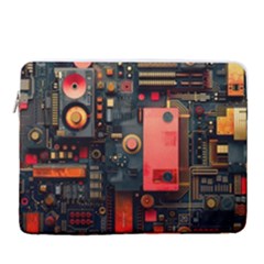 Tech Technology Pattern 15  Vertical Laptop Sleeve Case With Pocket