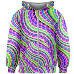 Neon Trippy Swirls Twirls Design Kids  Zipper Hoodie Without Drawstring by Salmanaz77