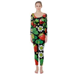 Strawberries Pattern Long Sleeve Catsuit by Salmanaz77