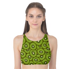 Kiwi Fruit Pattern Green Background Tank Bikini Top by Paksenen