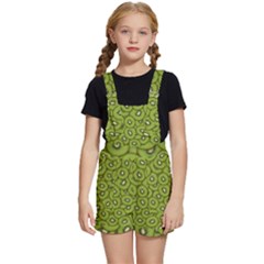 Kiwi Fruit Pattern Green Background Kids  Short Overalls by Paksenen