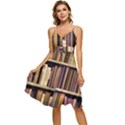 Books Bookshelves Office Fantasy Background Artwork Book Cover Apothecary Book Nook Literature Libra Sleeveless Tie Front Chiffon Dress View1