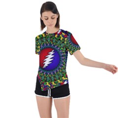 Grateful Dead Bear Pattern Asymmetrical Short Sleeve Sports T-shirt by Maspions