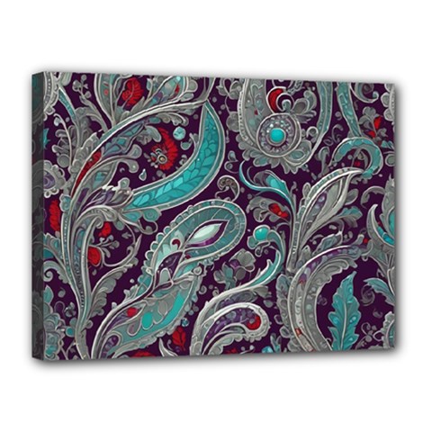 Seamless Pattern Paisley Decorative Canvas 16  X 12  (stretched) by Paksenen