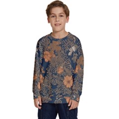 Seamless Pattern Patterns Leaves Vintage Kids  Crewneck Sweatshirt by Paksenen