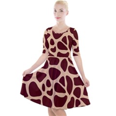 Animal Print Girraf Patterns Quarter Sleeve A-line Dress With Pockets by Ket1n9