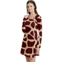 Animal Print Girraf Patterns Long Sleeve Velour Skater Dress View2