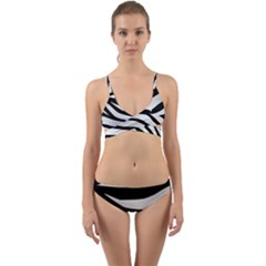 White Tiger Skin Wrap Around Bikini Set by Ket1n9