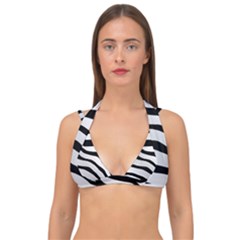 White Tiger Skin Double Strap Halter Bikini Top by Ket1n9