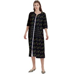 Fern Pattern 2 Black Women s Cotton 3/4 Sleeve Nightgown by snowwhitegirl