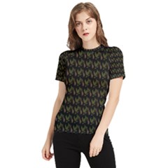 Fern Pattern 2 Black Women s Short Sleeve Rash Guard by snowwhitegirl