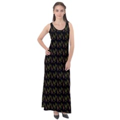 Fern Pattern 2 Black Sleeveless Velour Maxi Dress by snowwhitegirl