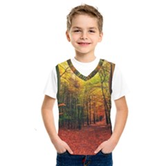 Forest Woods Autumn Nature Kids  Basketball Tank Top by Proyonanggan