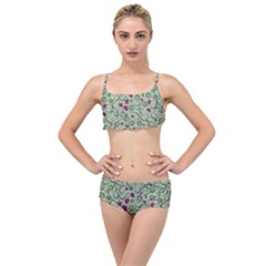 Swirls Foliage Leaves Green Layered Top Bikini Set by Proyonanggan