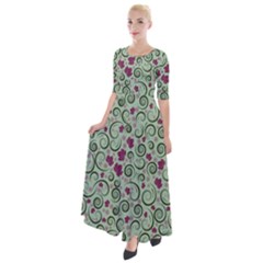 Swirls Foliage Leaves Green Half Sleeves Maxi Dress by Proyonanggan