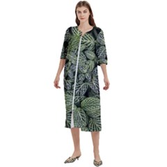 Leaves Foliage Botany Plant Women s Cotton 3/4 Sleeve Nightgown by Maspions