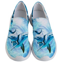 Dolphin Blue Sea Fantasy Women s Lightweight Slip Ons by Maspions