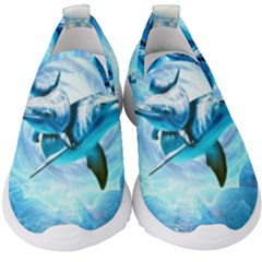 Dolphin Blue Sea Fantasy Kids  Slip On Sneakers by Maspions