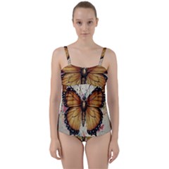 Butterflies Of Motivation Twist Front Tankini Set by customfabrics