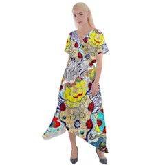 Supersonic Ladybug Angel Power Cross Front Sharkbite Hem Maxi Dress by chellerayartisans