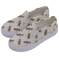 Dragonfy Insect Pattern Kids  Canvas Slip Ons by Maspions