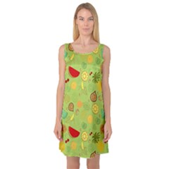 Art Fruits Pattern Sleeveless Satin Nightdress by Maspions