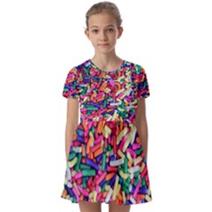 Colorful Candy Texture, Close-up Kids  Short Sleeve Pinafore Style Dress by kyorashop23