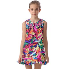 Colorful Candy Texture, Close-up Kids  Pilgrim Collar Ruffle Hem Dress by kyorashop23