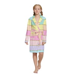 Pastel, Butterfly, Spring, Stripes, Kids  Long Sleeve Velvet Lounge Robe by kyorashop23