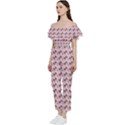 Fern Pattern 2 Pink Bardot Ruffle jumpsuit View2