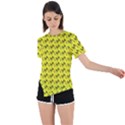 Fern Pattern 2 Yellow Asymmetrical Short Sleeve Sports T-Shirt View1