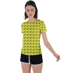 Fern Pattern 2 Yellow Back Circle Cutout Sports T-shirt by snowwhitegirl